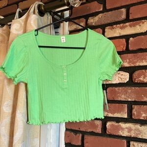 BP BRAND cropped green ribbed top